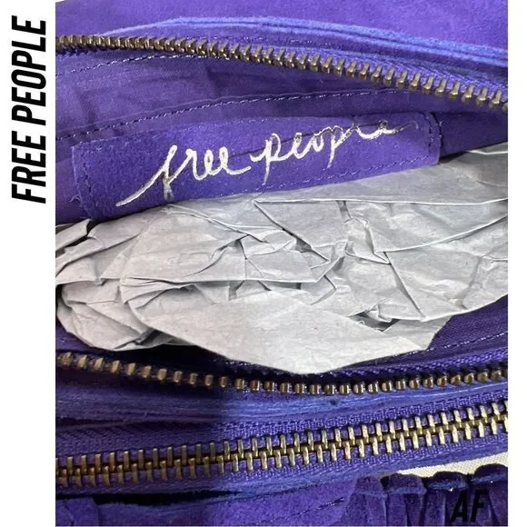 FREE PEOPLE CODY SUEDE CROSSBODY TOTE REGENCY PURPLE NEW - Picture 5 of 6
